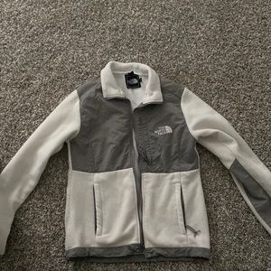 White/Grey North Face zip up